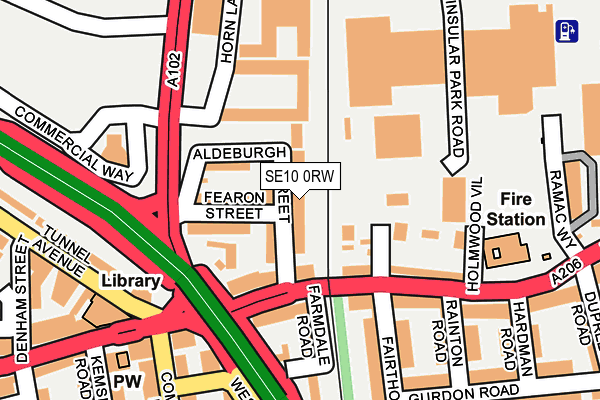 SE10 0RW map - OS OpenMap – Local (Ordnance Survey)