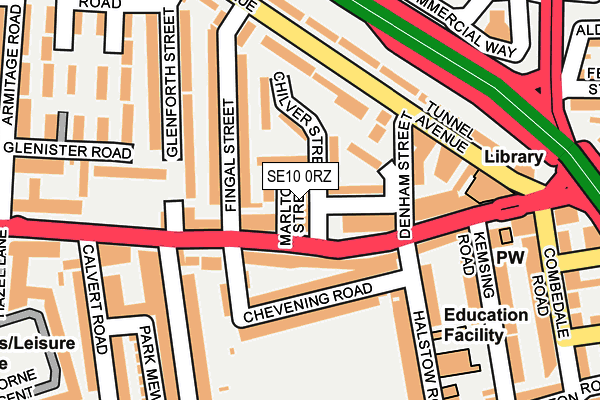 SE10 0RZ map - OS OpenMap – Local (Ordnance Survey)