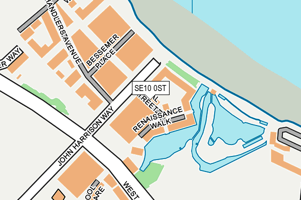 SE10 0ST map - OS OpenMap – Local (Ordnance Survey)