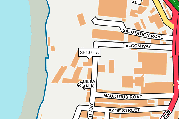 SE10 0TA map - OS OpenMap – Local (Ordnance Survey)