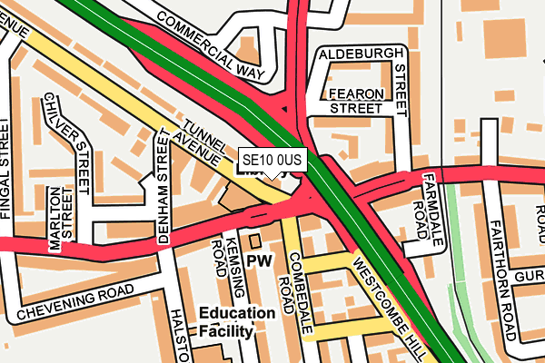 SE10 0US map - OS OpenMap – Local (Ordnance Survey)