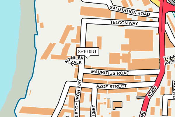 SE10 0UT map - OS OpenMap – Local (Ordnance Survey)