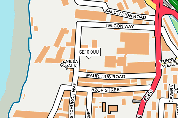 SE10 0UU map - OS OpenMap – Local (Ordnance Survey)