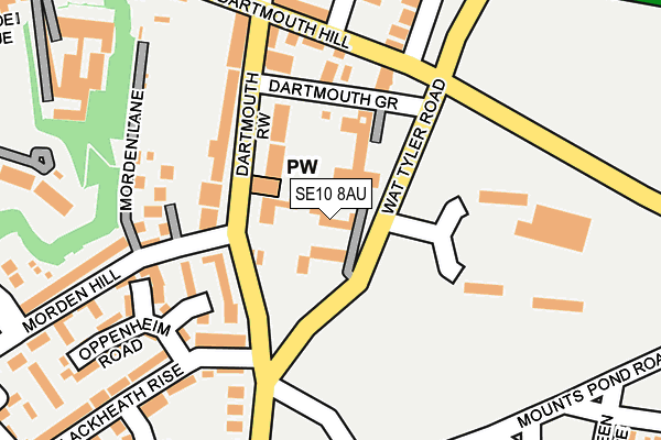 SE10 8AU map - OS OpenMap – Local (Ordnance Survey)