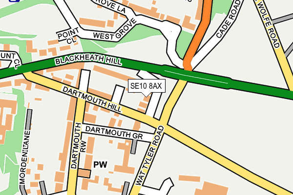 SE10 8AX map - OS OpenMap – Local (Ordnance Survey)