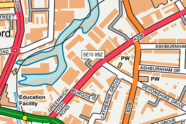 SE10 8BZ map - OS OpenMap – Local (Ordnance Survey)
