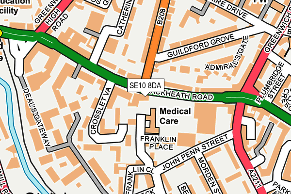 SE10 8DA map - OS OpenMap – Local (Ordnance Survey)