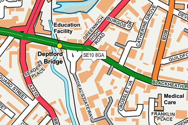 SE10 8GA map - OS OpenMap – Local (Ordnance Survey)