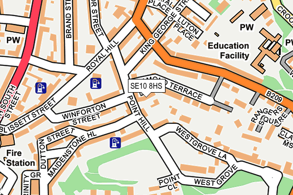 SE10 8HS map - OS OpenMap – Local (Ordnance Survey)