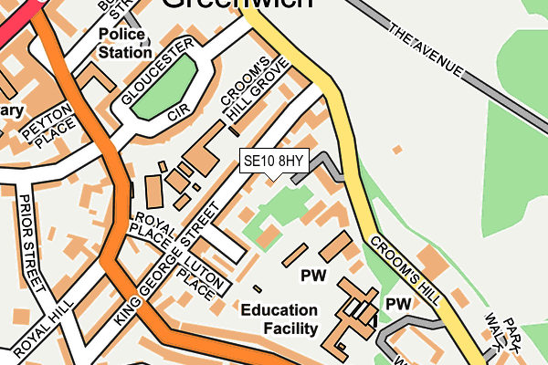 SE10 8HY map - OS OpenMap – Local (Ordnance Survey)