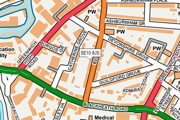 SE10 8JS map - OS OpenMap – Local (Ordnance Survey)