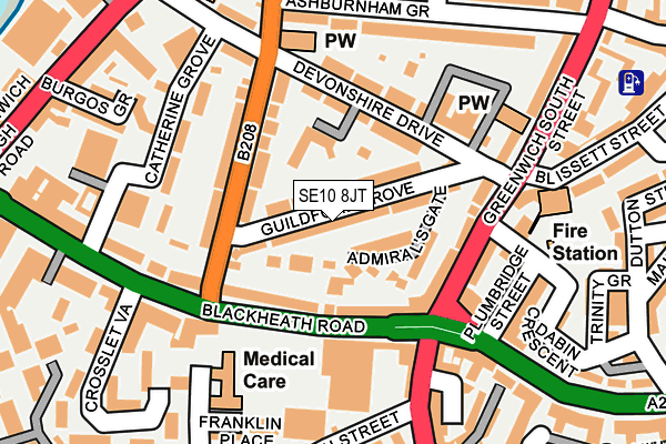 SE10 8JT map - OS OpenMap – Local (Ordnance Survey)