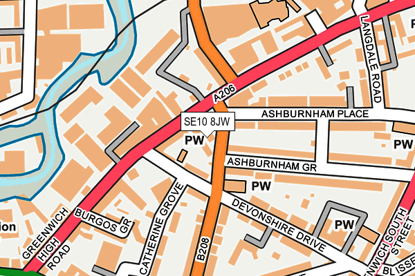 SE10 8JW map - OS OpenMap – Local (Ordnance Survey)