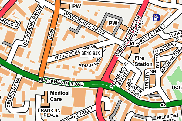 SE10 8JX map - OS OpenMap – Local (Ordnance Survey)