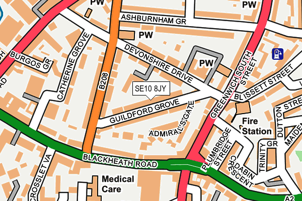 SE10 8JY map - OS OpenMap – Local (Ordnance Survey)