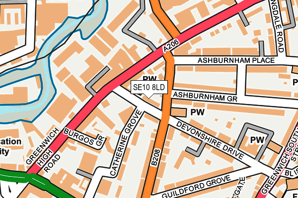 SE10 8LD map - OS OpenMap – Local (Ordnance Survey)