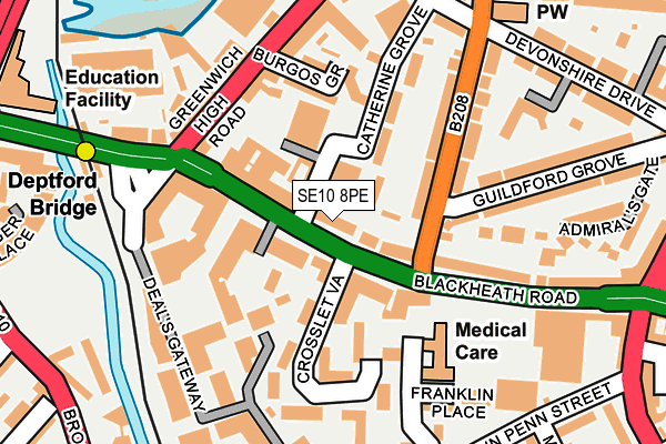 SE10 8PE map - OS OpenMap – Local (Ordnance Survey)