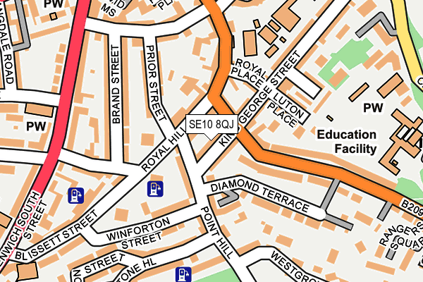 SE10 8QJ map - OS OpenMap – Local (Ordnance Survey)