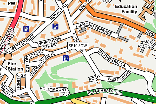 SE10 8QW map - OS OpenMap – Local (Ordnance Survey)