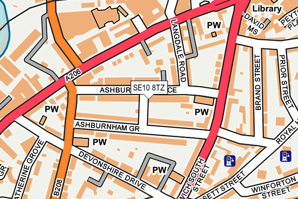 SE10 8TZ map - OS OpenMap – Local (Ordnance Survey)