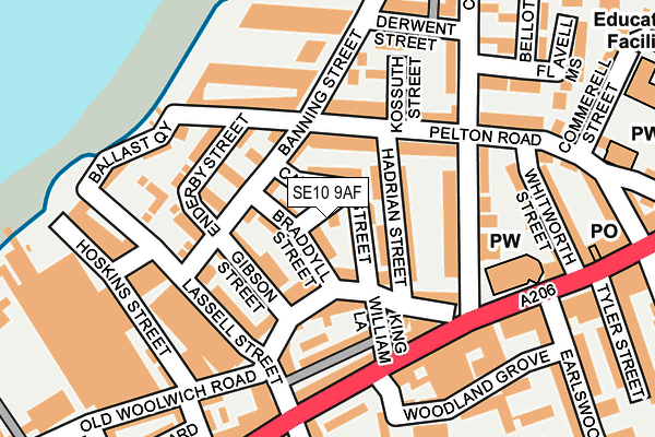 SE10 9AF map - OS OpenMap – Local (Ordnance Survey)