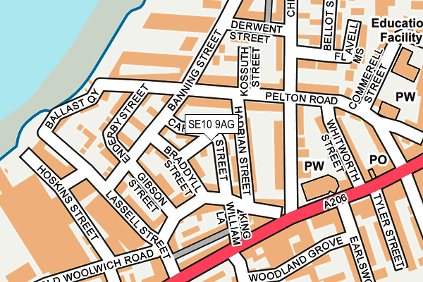 SE10 9AG map - OS OpenMap – Local (Ordnance Survey)