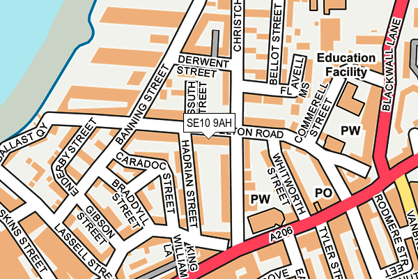 SE10 9AH map - OS OpenMap – Local (Ordnance Survey)