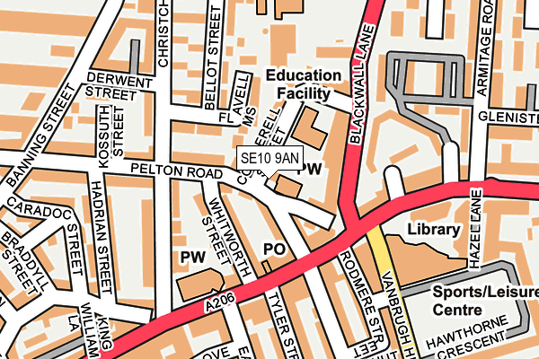 SE10 9AN map - OS OpenMap – Local (Ordnance Survey)