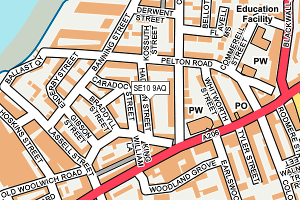 SE10 9AQ map - OS OpenMap – Local (Ordnance Survey)