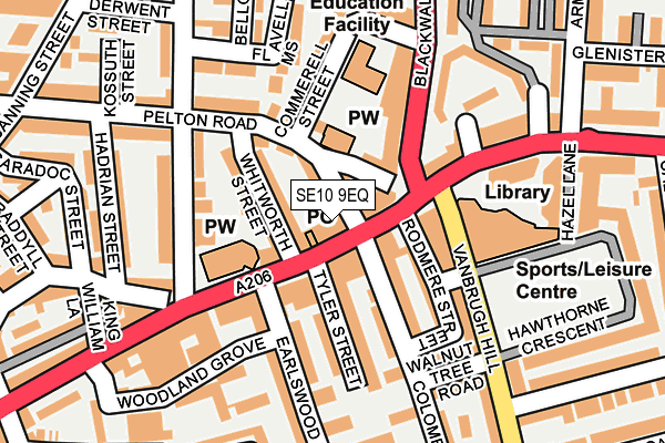 SE10 9EQ map - OS OpenMap – Local (Ordnance Survey)