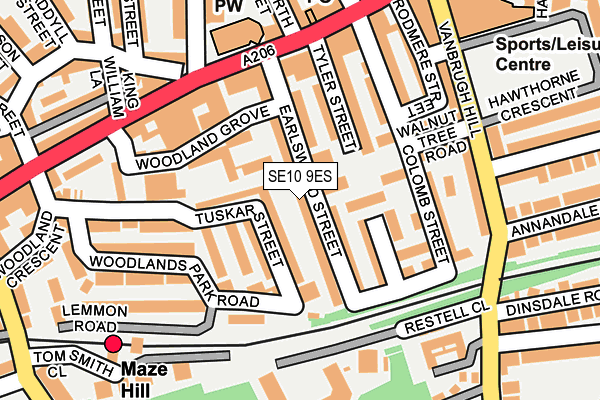 SE10 9ES map - OS OpenMap – Local (Ordnance Survey)