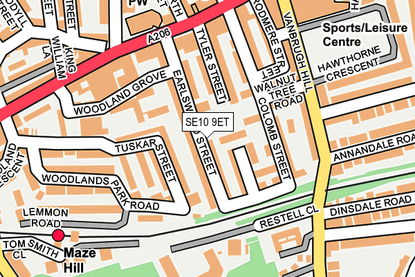 SE10 9ET map - OS OpenMap – Local (Ordnance Survey)