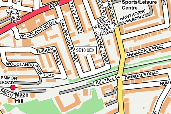 SE10 9EX map - OS OpenMap – Local (Ordnance Survey)