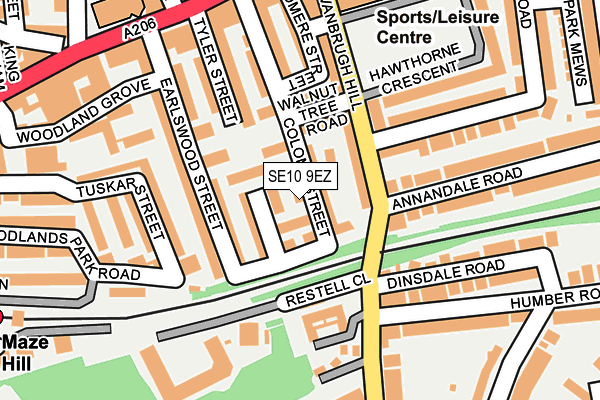 SE10 9EZ map - OS OpenMap – Local (Ordnance Survey)
