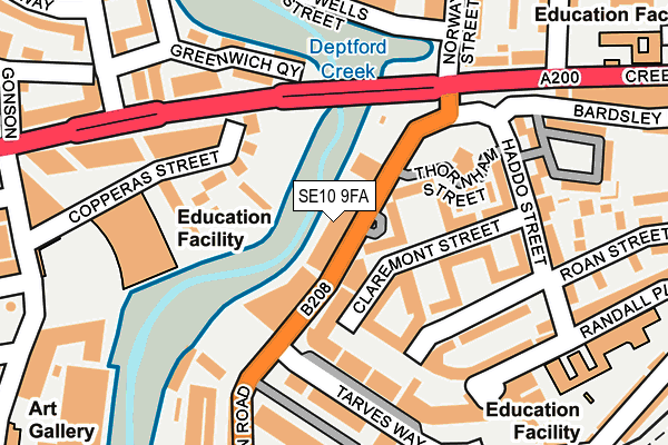 SE10 9FA map - OS OpenMap – Local (Ordnance Survey)