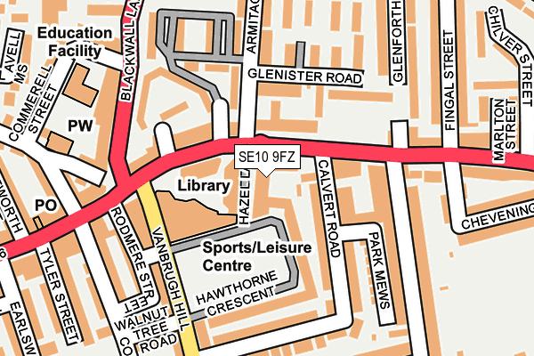 SE10 9FZ map - OS OpenMap – Local (Ordnance Survey)