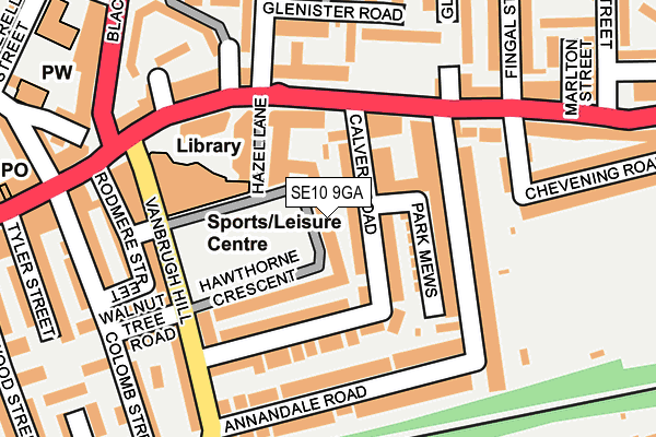 SE10 9GA map - OS OpenMap – Local (Ordnance Survey)
