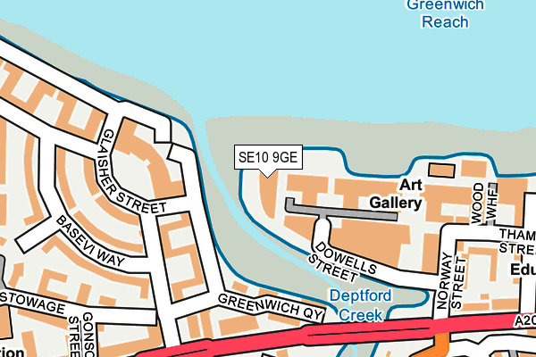 SE10 9GE map - OS OpenMap – Local (Ordnance Survey)