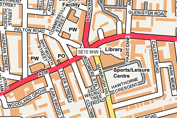 SE10 9HW map - OS OpenMap – Local (Ordnance Survey)