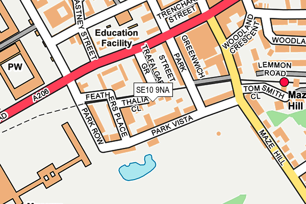 SE10 9NA map - OS OpenMap – Local (Ordnance Survey)