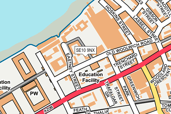 SE10 9NX map - OS OpenMap – Local (Ordnance Survey)