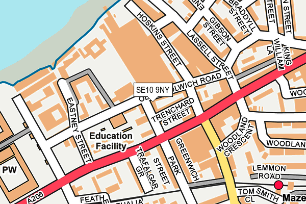 SE10 9NY map - OS OpenMap – Local (Ordnance Survey)