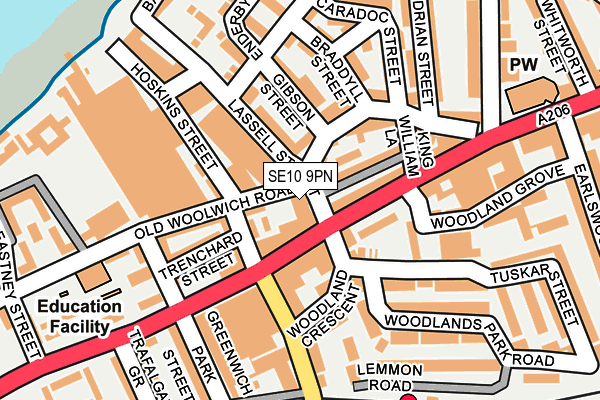 SE10 9PN map - OS OpenMap – Local (Ordnance Survey)