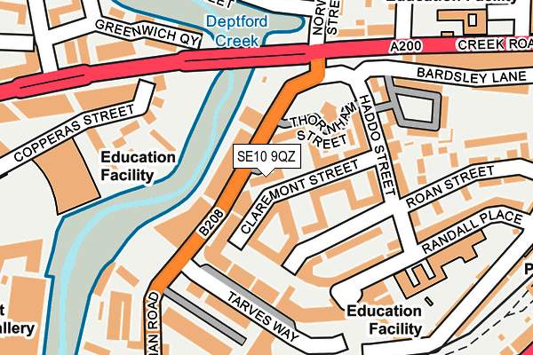 SE10 9QZ map - OS OpenMap – Local (Ordnance Survey)