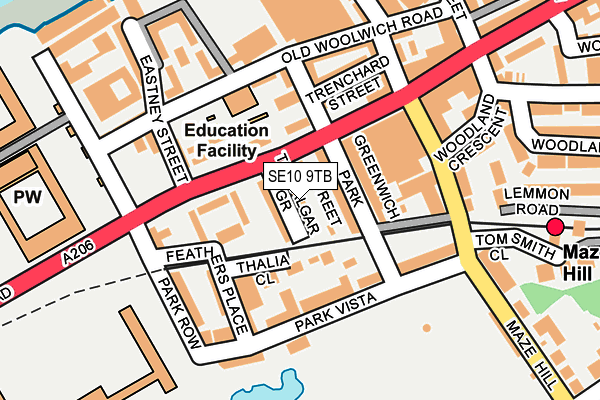 SE10 9TB map - OS OpenMap – Local (Ordnance Survey)