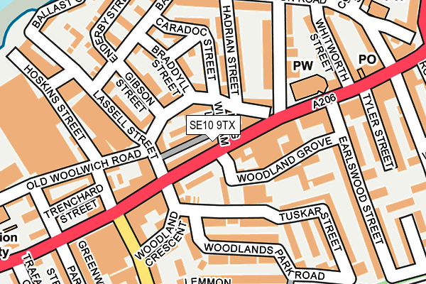 SE10 9TX map - OS OpenMap – Local (Ordnance Survey)