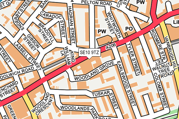SE10 9TZ map - OS OpenMap – Local (Ordnance Survey)