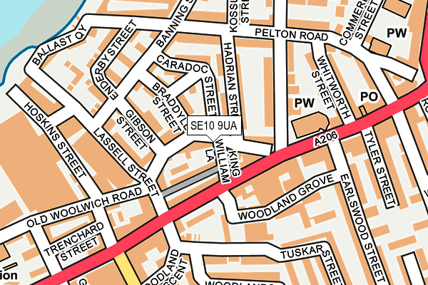 SE10 9UA map - OS OpenMap – Local (Ordnance Survey)