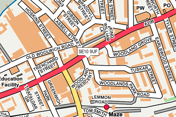 SE10 9UF map - OS OpenMap – Local (Ordnance Survey)