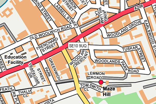 SE10 9UQ map - OS OpenMap – Local (Ordnance Survey)